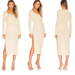 REVOLVE Cream Long Sleeve Dress